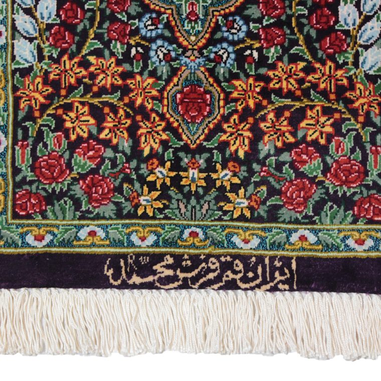 SQAS-594　クム産ペルシャ絨毯　42×49cm