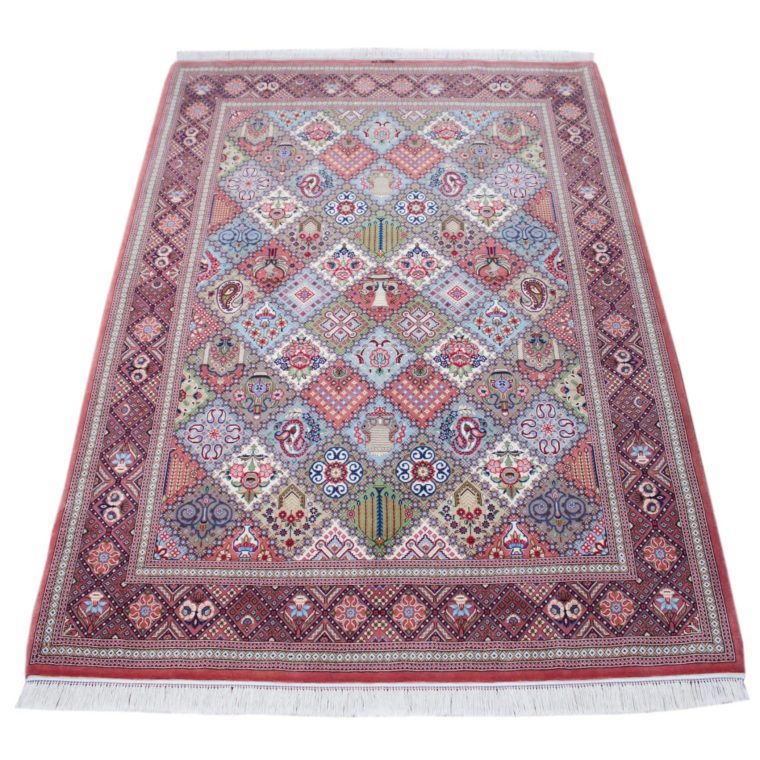 WQDS-8　クム産ペルシャ絨毯　213×150cm