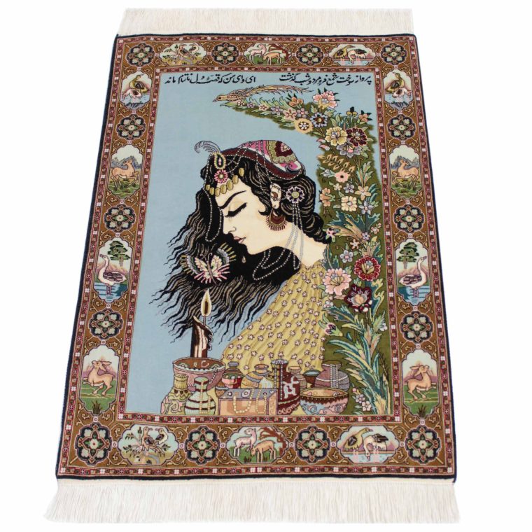 WTAS-31　タブリーズ産ペルシャ絨毯　97×71cm