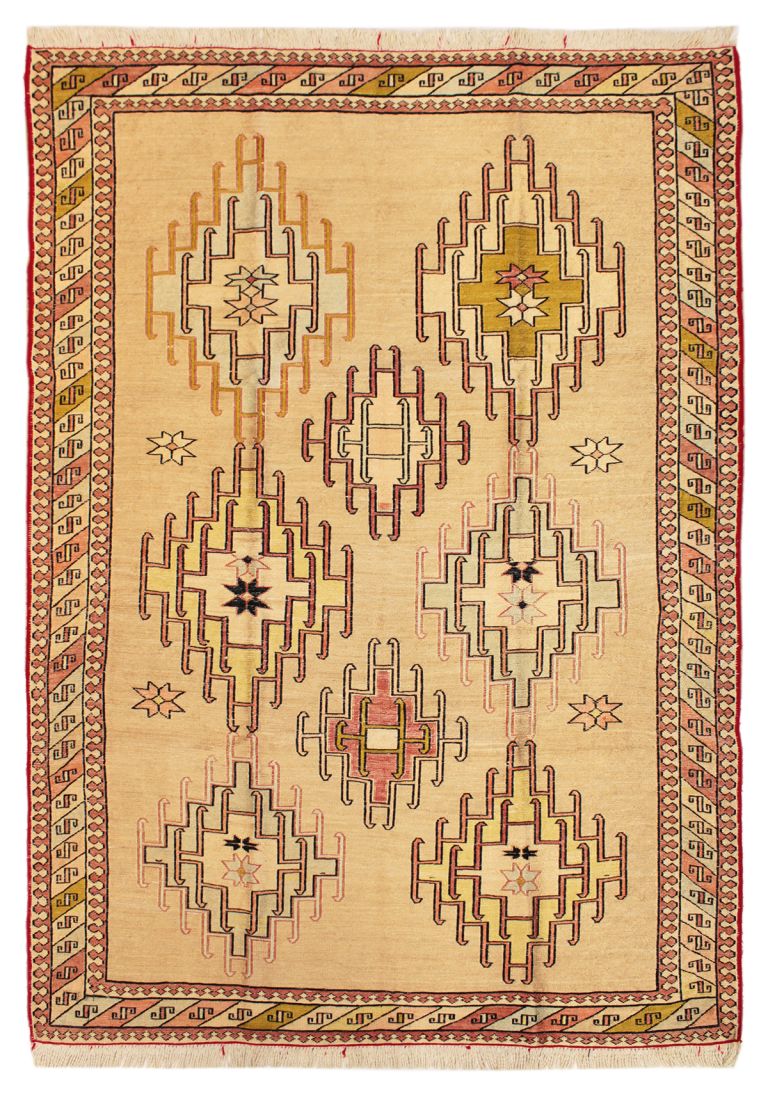 K-1638　イラン産オールドキリム　143×101cm