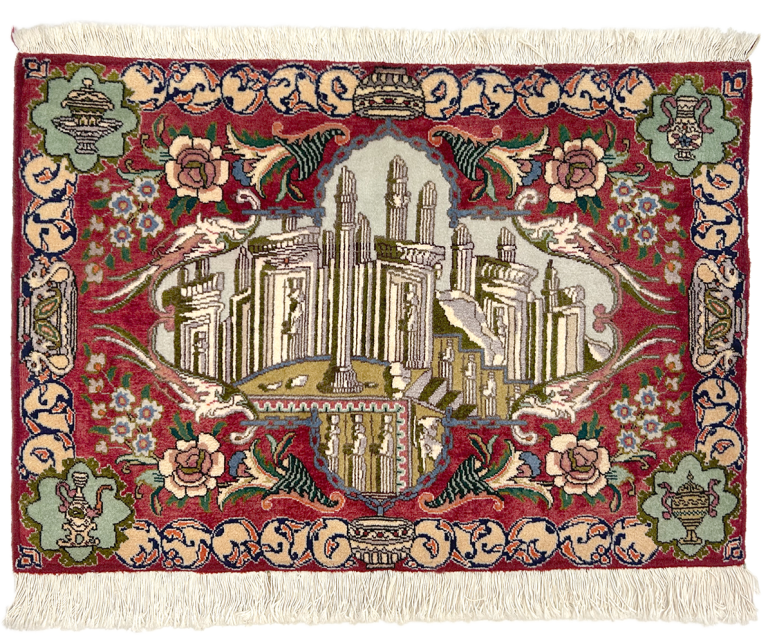 WTAS-24　タブリーズ産ペルシャ絨毯　86×60cm