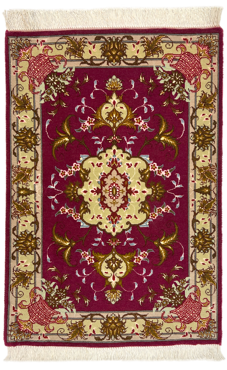 WTAS-30　タブリーズ産ペルシャ絨毯　80×59cm
