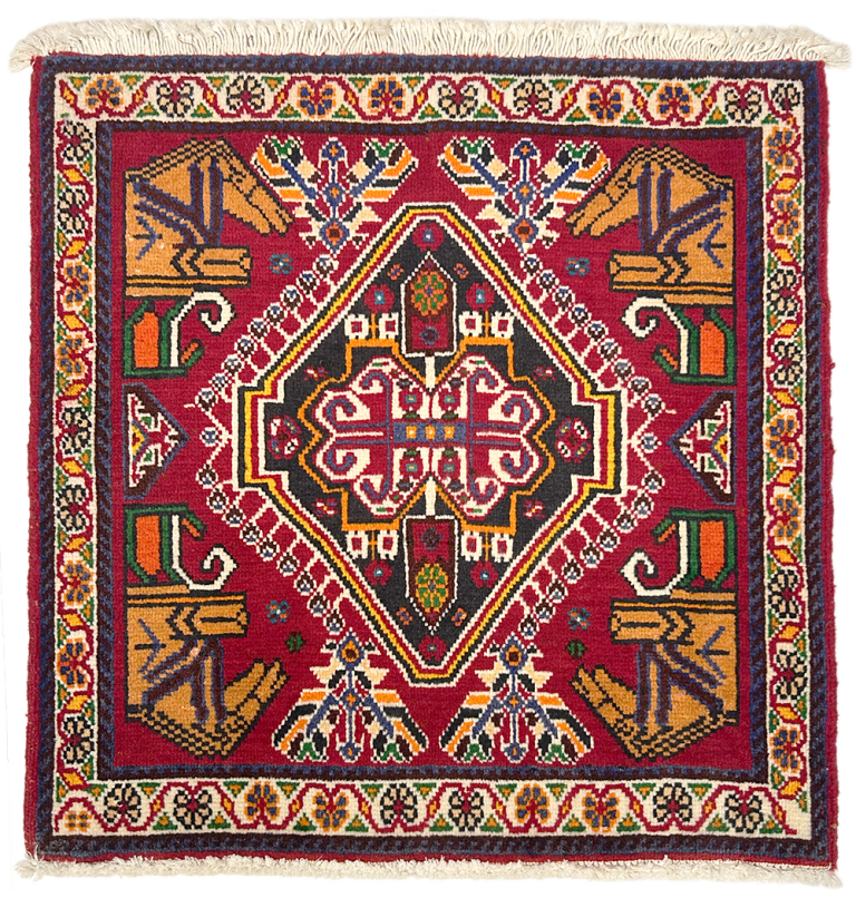 WZAS-93　カシュガイペルシャ絨毯　63×62cm